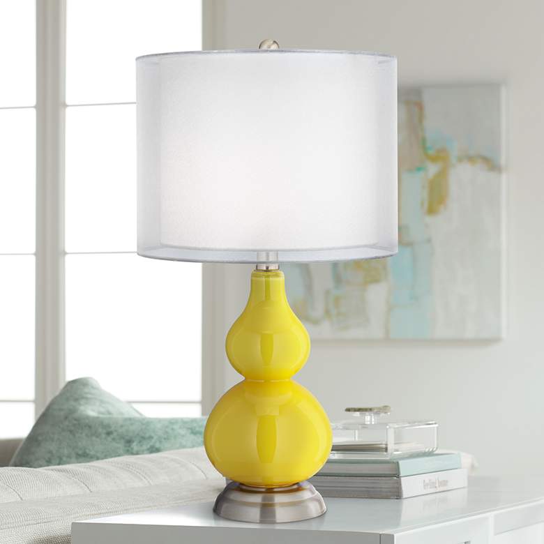 Image 1 Citrus Yellow Double Shade Small Gourd Accent Table Lamp