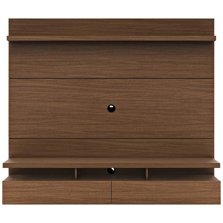Image 1 City 1.8 Nut Brown Wood Floating Wall Entertainment Center