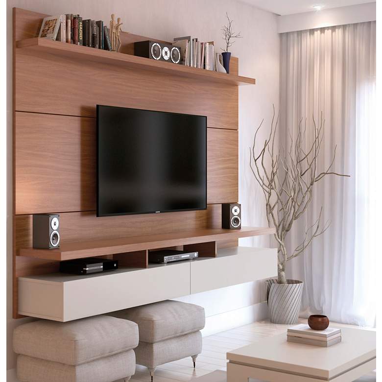 Image 1 City 2.2 Maple Cream Wood Floating Wall Entertainment Center