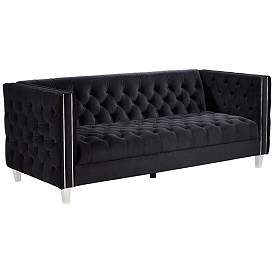 Image3 of City Black Velvet Tufted Sofa