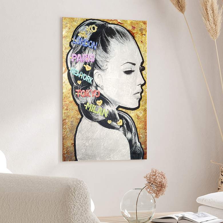 Image 5 City Clips Reverse Printed Tempered Glass with Silver Leaf Wall Art more views