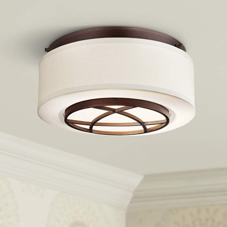 Image 1 City Club 15 inch Wide Brushed Bronze Flushmount Ceiling Light