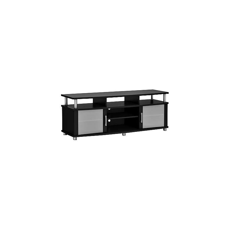 Image 1 City Life Frosted Glass 2-Door Pure Black TV Stand