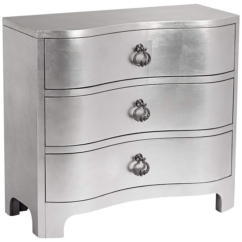Image 2 City Lights 34" Wide 3-Drawer Champagne Silver Leaf Chest