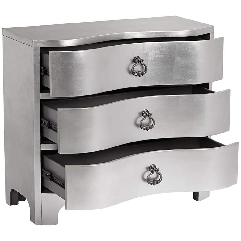 Image 6 City Lights 34" Wide 3-Drawer Champagne Silver Leaf Chest more views