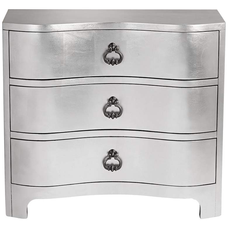 Image 7 City Lights 34" Wide 3-Drawer Champagne Silver Leaf Chest more views