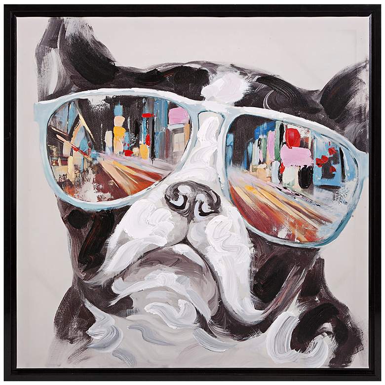 Image 1 City Shades 34" High Dog Framed Canvas Wall Art