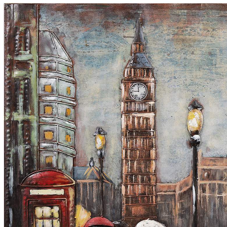 Image 4 City Street 48"W Mixed Media Metal Dimensional Wall Art more views