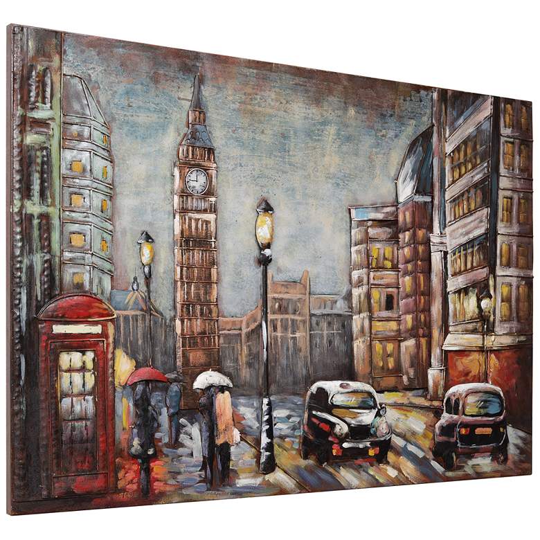 Image 6 City Street 48"W Mixed Media Metal Dimensional Wall Art more views
