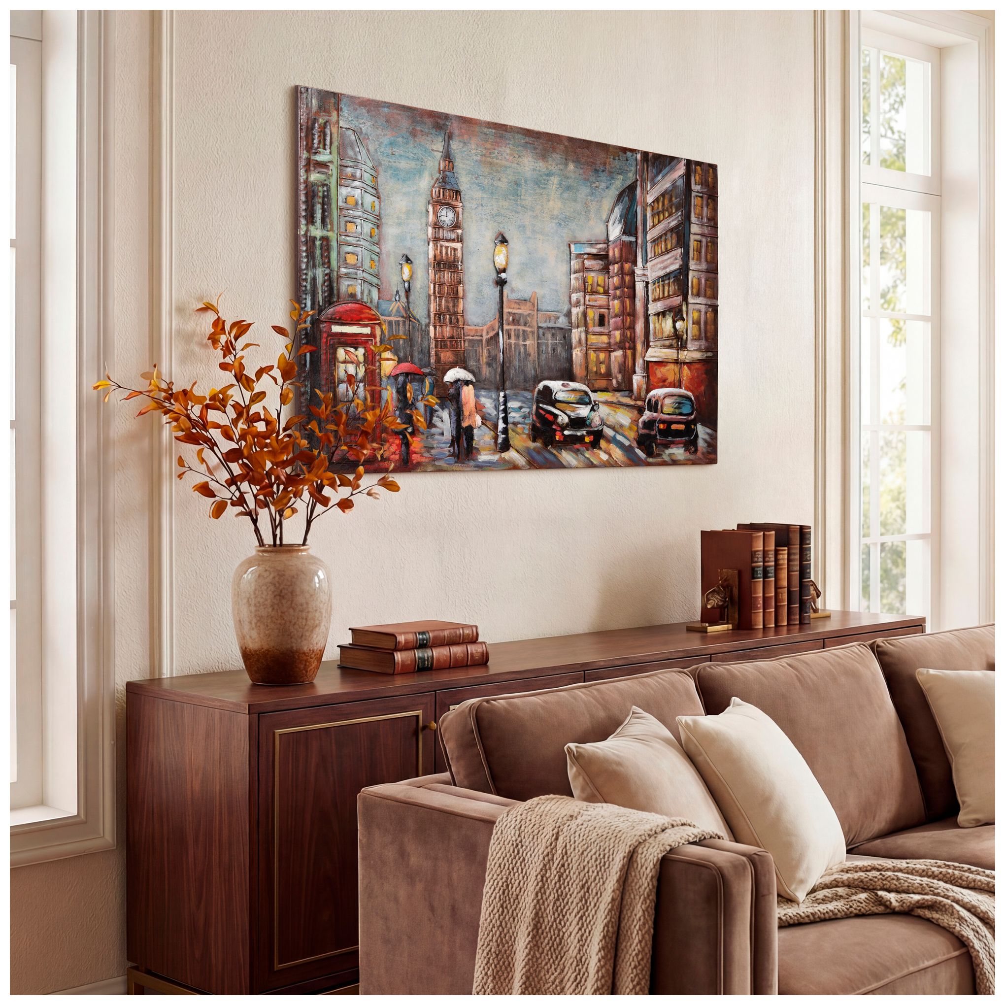 Image 7 City Street 48"W Mixed Media Metal Dimensional Wall Art more views