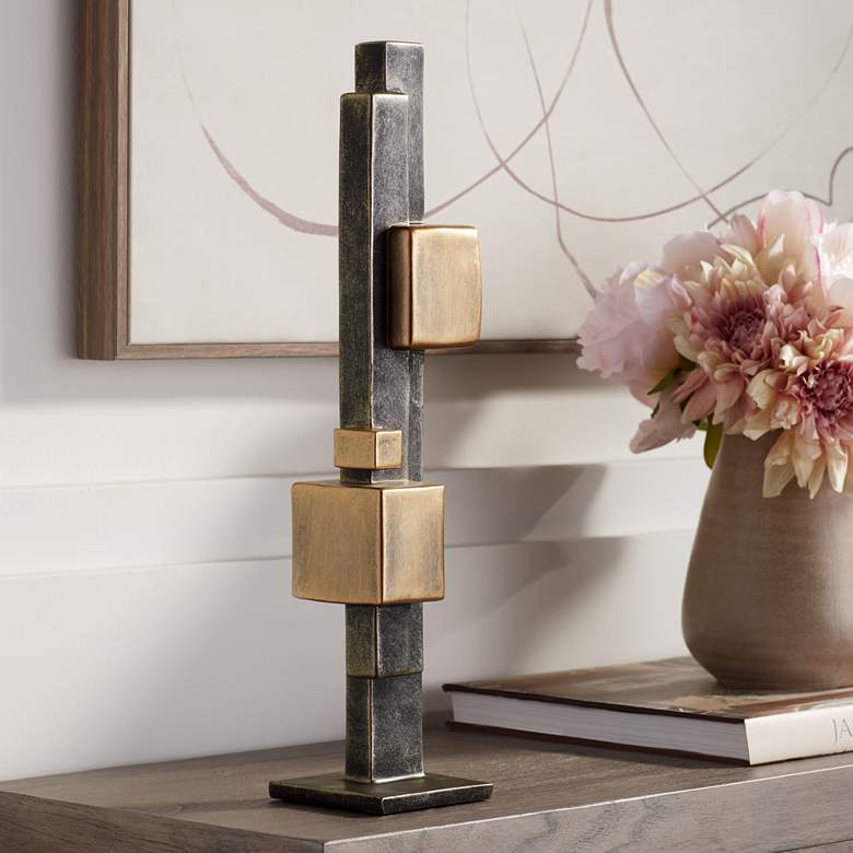 Image 1 Cityscape 16 1/4" High Antique Brass Decorative Sculpture