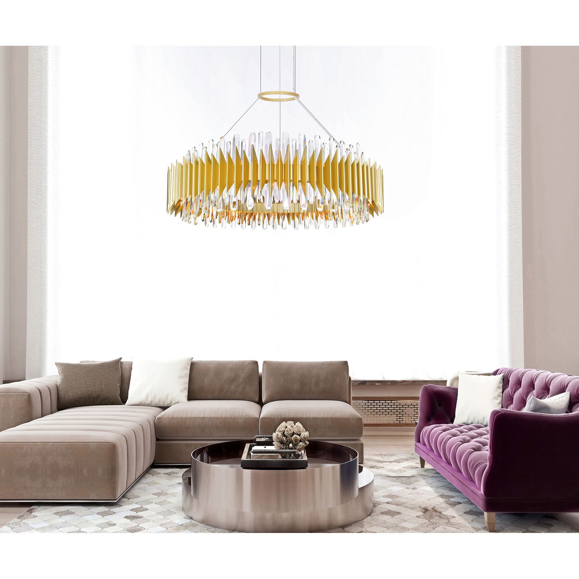 Image 4 Cityscape 24 Light 39in Satin Gold Chandelier more views
