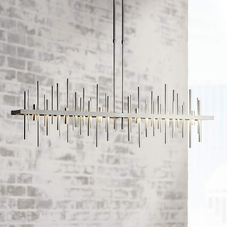 Image 1 Cityscape 51.9" Wide Large Dark Smoke And Vintage Platinum LED Pendant