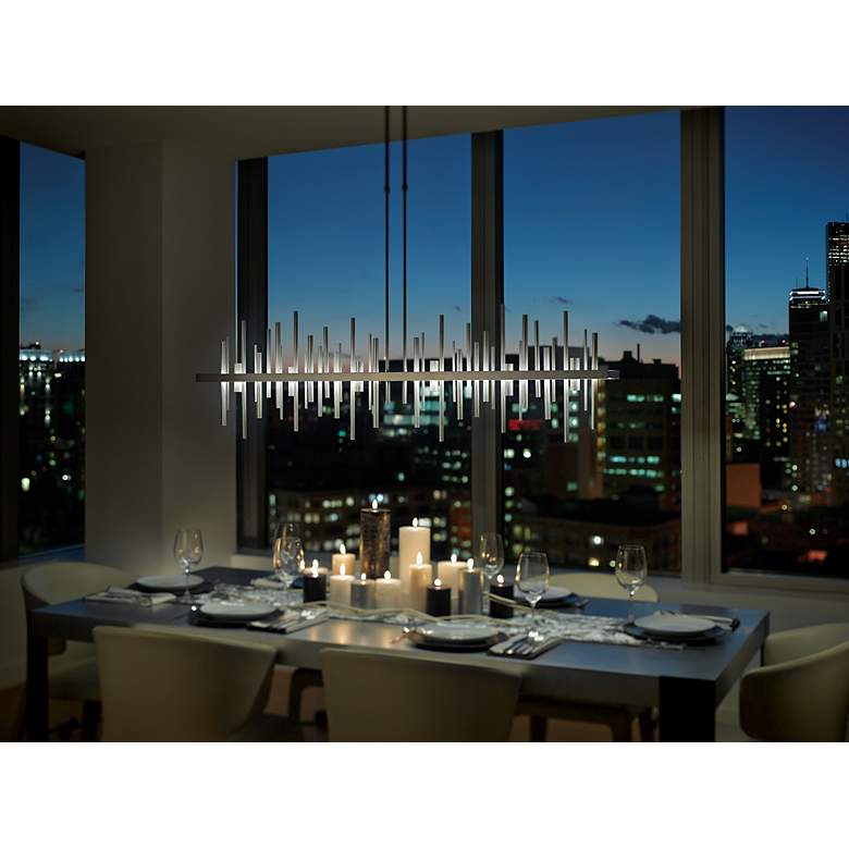 Image 4 Cityscape 51.9" Wide Large Dark Smoke And Vintage Platinum LED Pendant more views