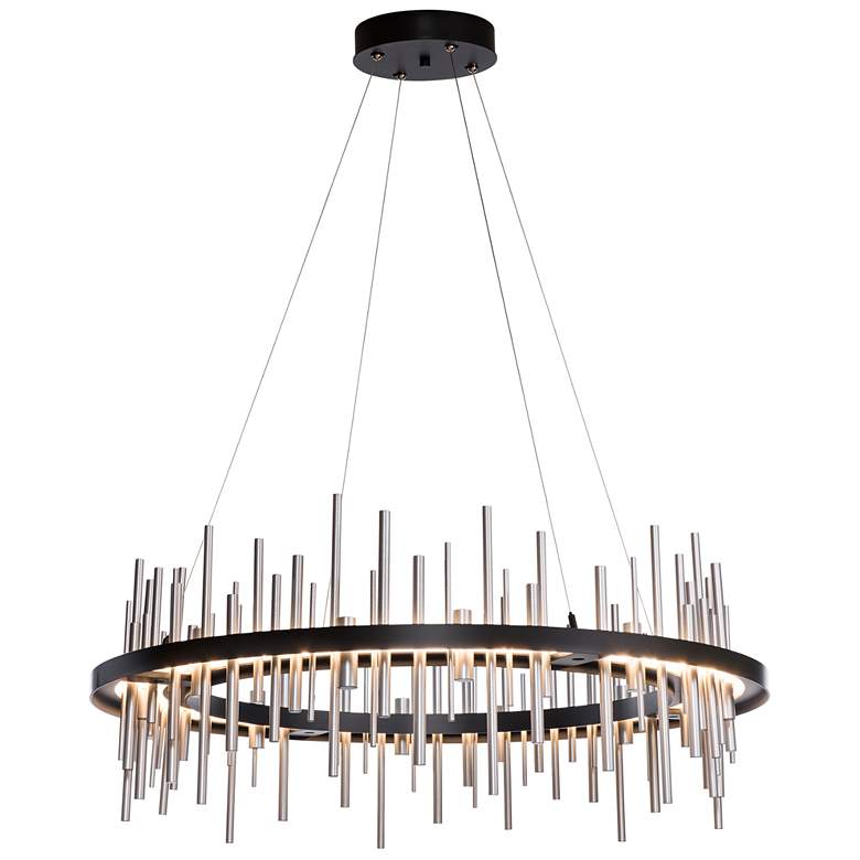 Image 1 Cityscape Circular LED Pendant - Black - Platinum Accents - Standard Height