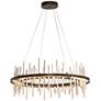Cityscape Circular LED Pendant - Bronze - Gold Accents - Standard Height