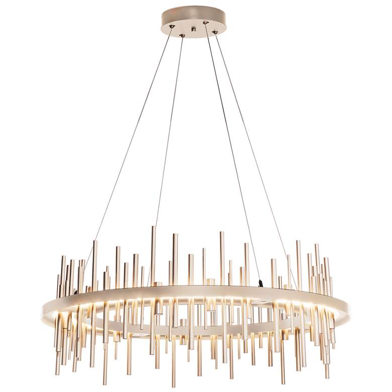 Image 1 Cityscape Circular LED Pendant - Gold Finish & Accents - Standard Heigh