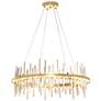 Cityscape Circular LED Pendant - Sterling - Brass Accents - Standard Height