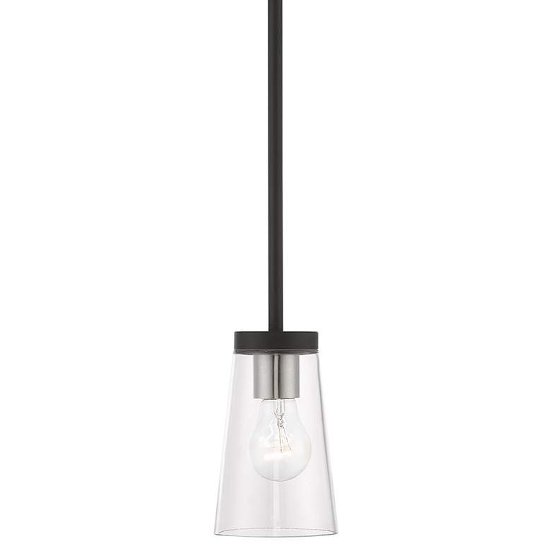 Image 1 Cityview 1 Light Black Mini Pendant with Brushed Nickel Accents