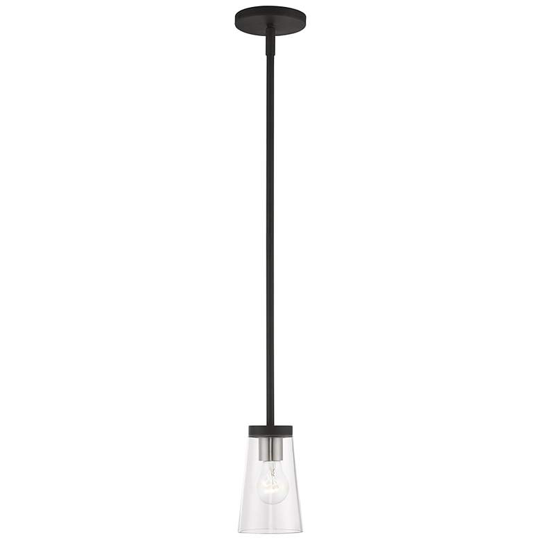 Image 2 Cityview 1 Light Black Mini Pendant with Brushed Nickel Accents