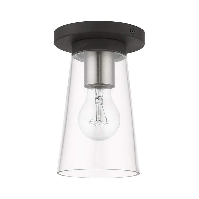 Image 3 Cityview 1 Light Black Small Flush Mount with Brushed Nickel Accents more views