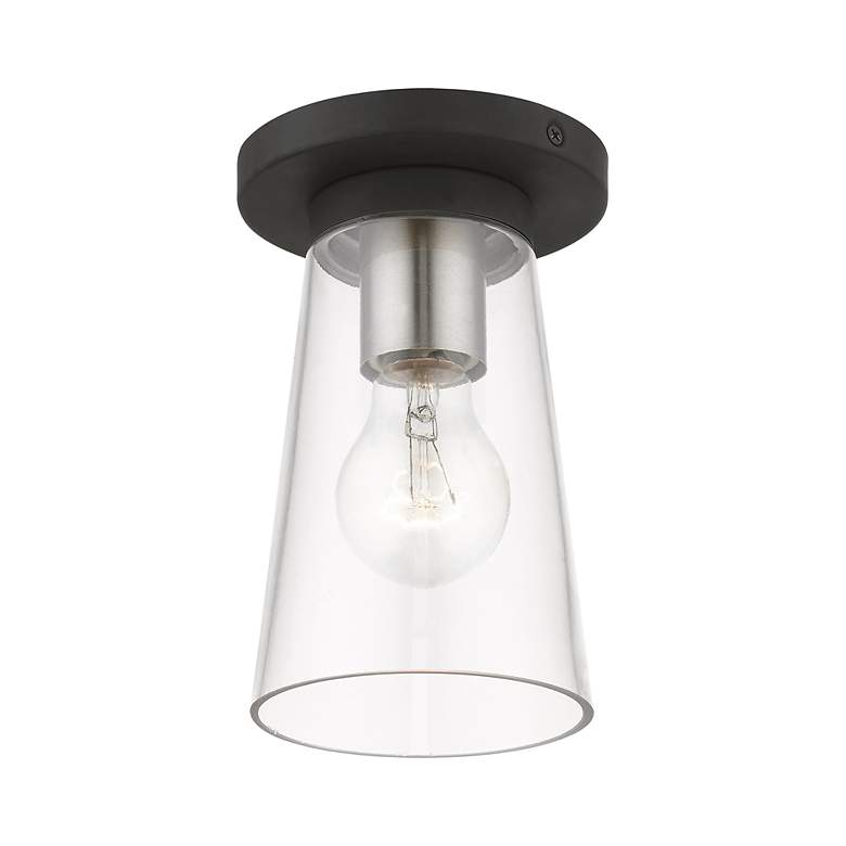 Image 4 Cityview 1 Light Black Small Flush Mount with Brushed Nickel Accents more views