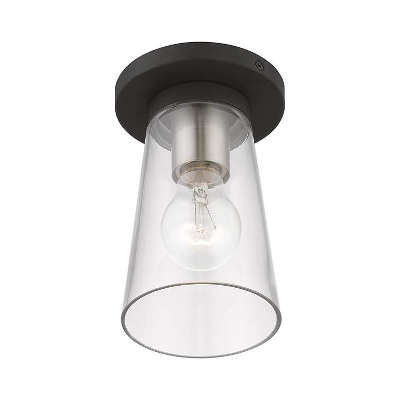 Image 5 Cityview 1 Light Black Small Flush Mount with Brushed Nickel Accents more views