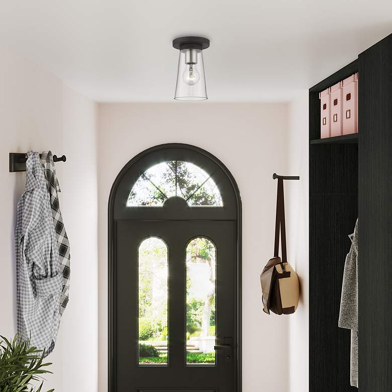 Image 6 Cityview 1 Light Black Small Flush Mount with Brushed Nickel Accents more views