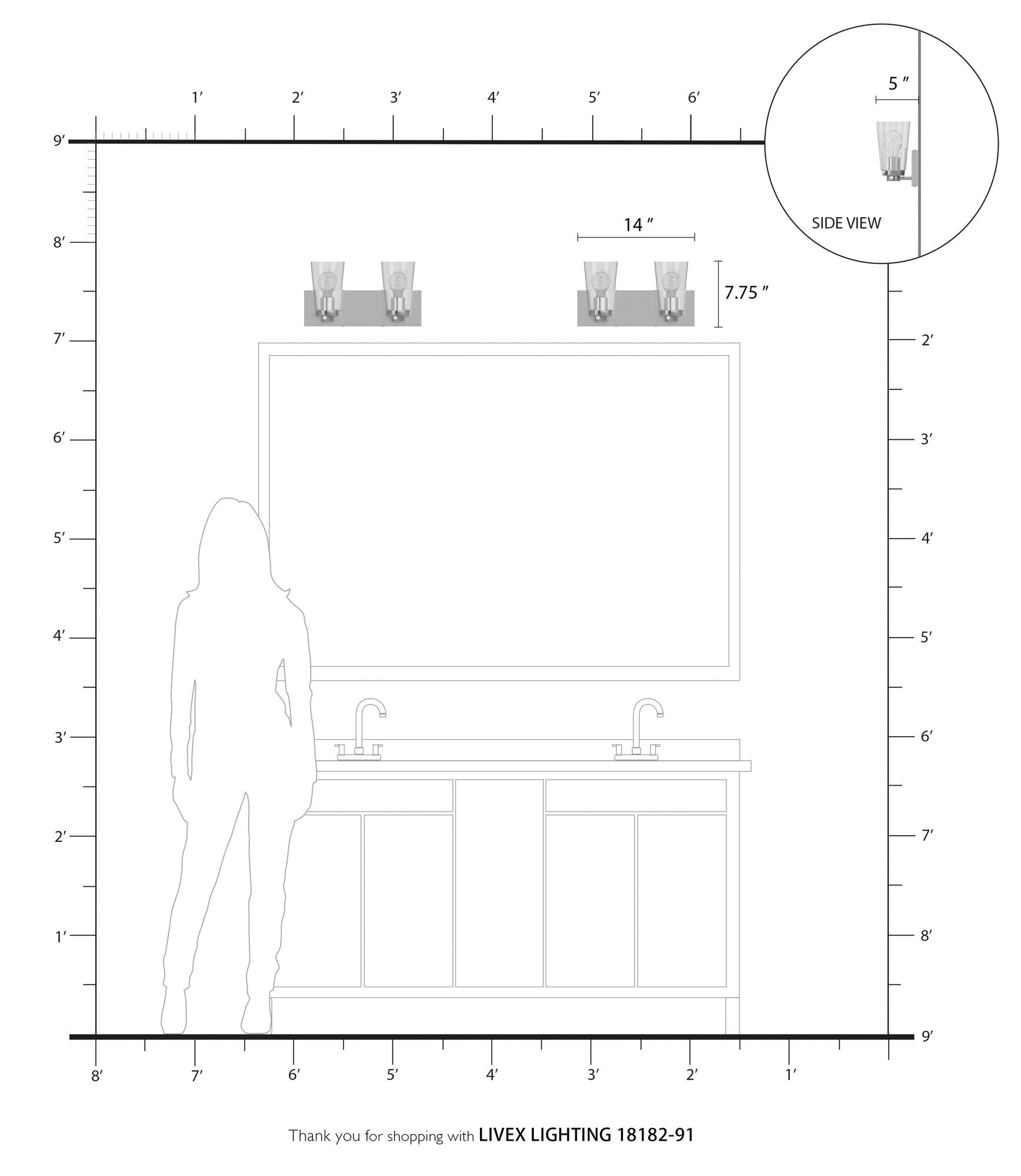 Cityview 2 Light Brushed Nickel Vanity Sconce