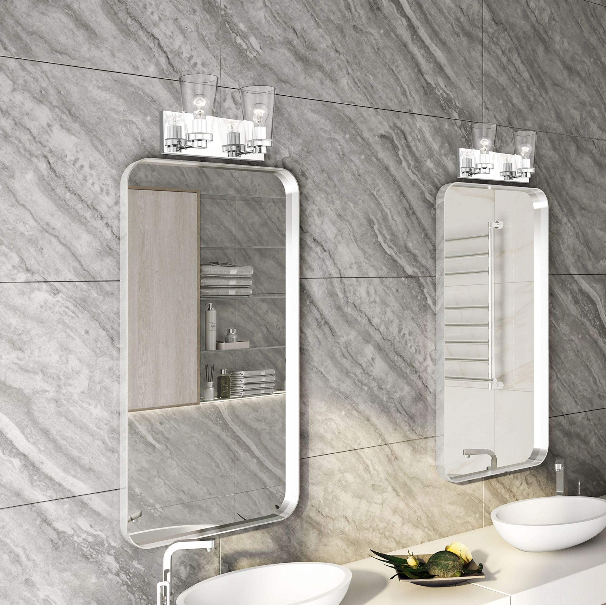 Cityview 2 Light Polished Chrome Vanity Sconce