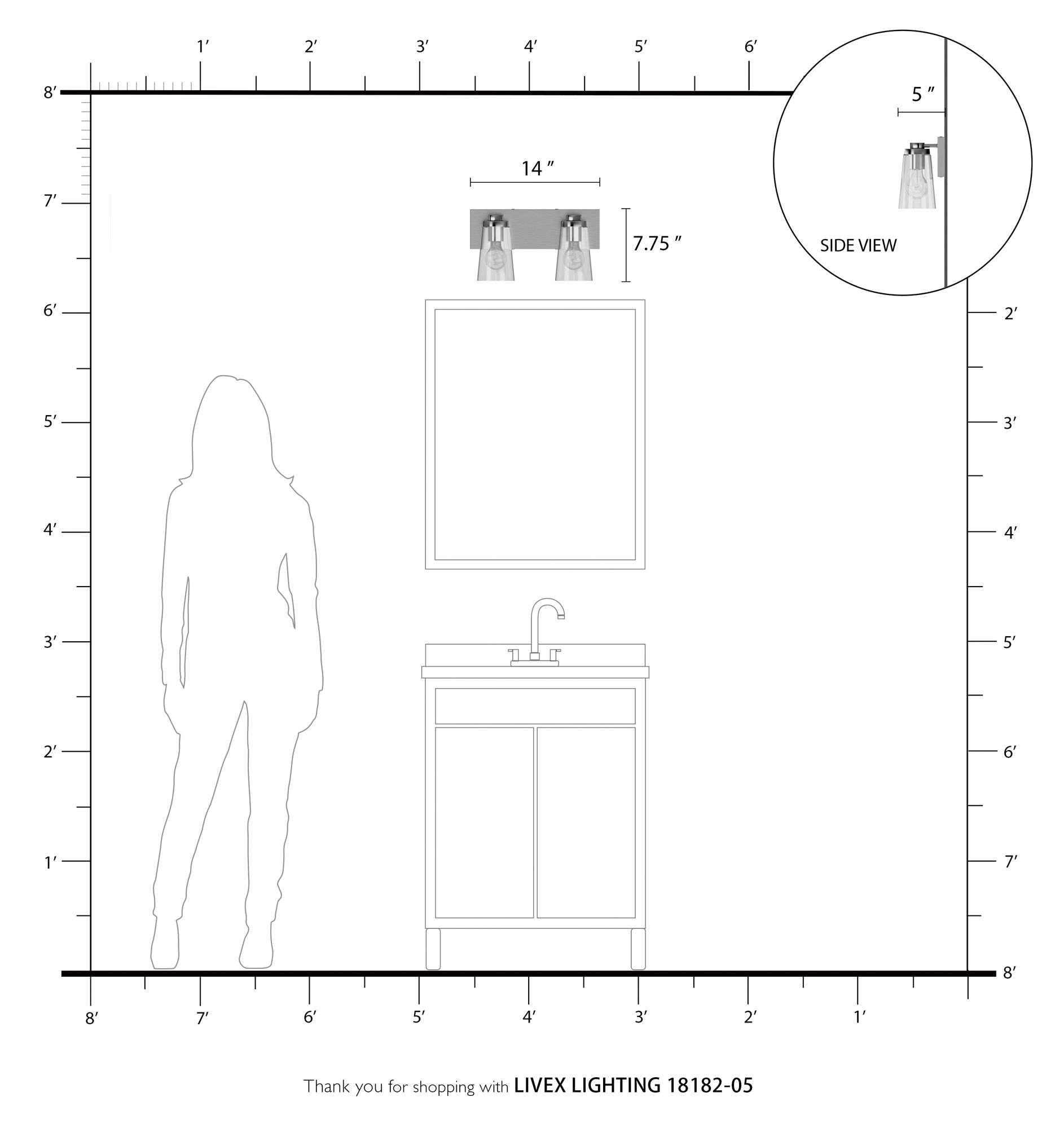 Cityview 2 Light Polished Chrome Vanity Sconce