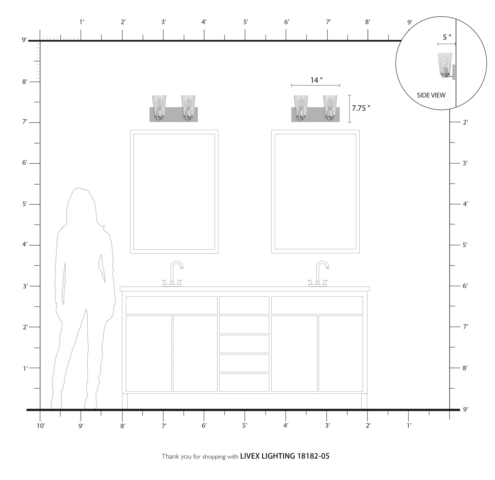 Cityview 2 Light Polished Chrome Vanity Sconce