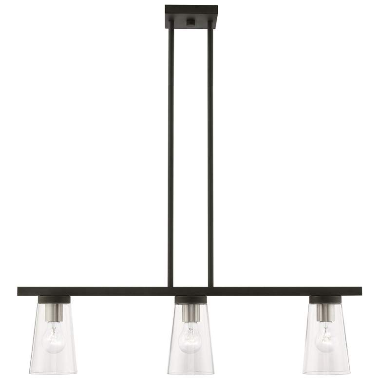 Image 2 Cityview 3 Light Black Linear Chandelier with Brushed Nickel Accents