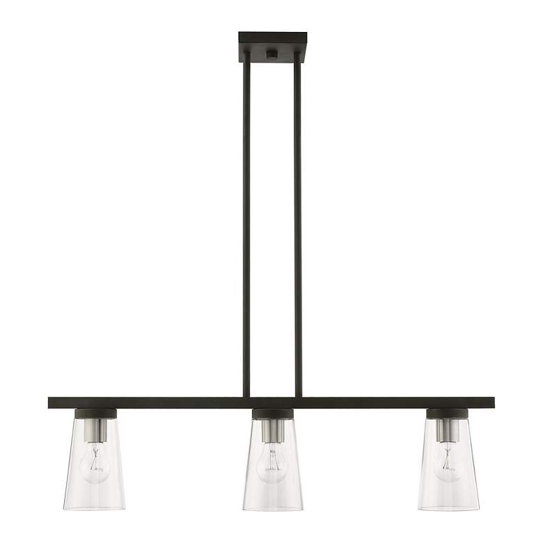 Image 3 Cityview 3 Light Black Linear Chandelier with Brushed Nickel Accents more views