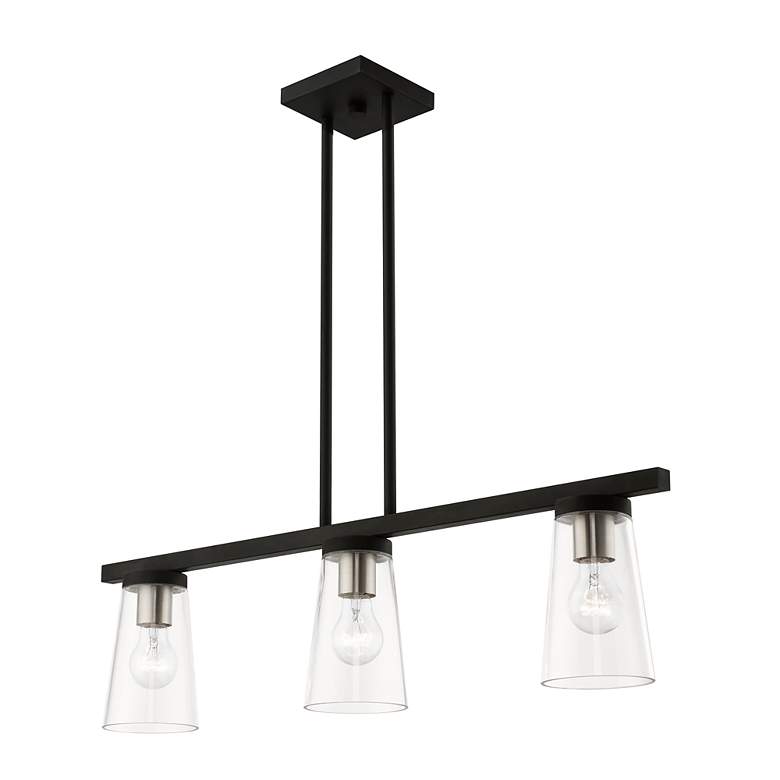 Image 4 Cityview 3 Light Black Linear Chandelier with Brushed Nickel Accents more views