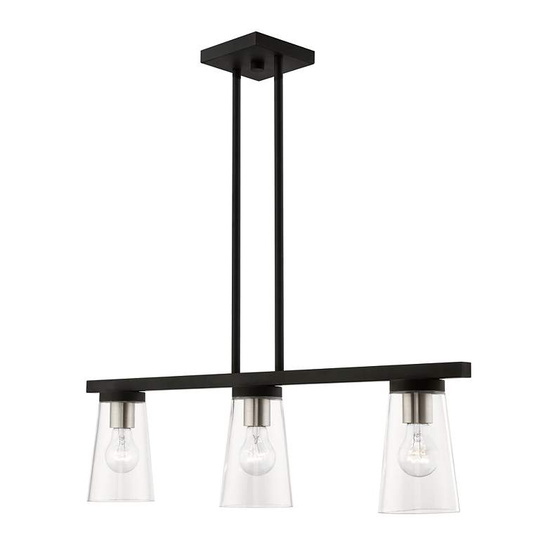 Image 5 Cityview 3 Light Black Linear Chandelier with Brushed Nickel Accents more views