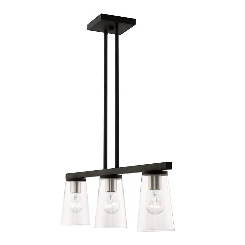 Image 6 Cityview 3 Light Black Linear Chandelier with Brushed Nickel Accents more views