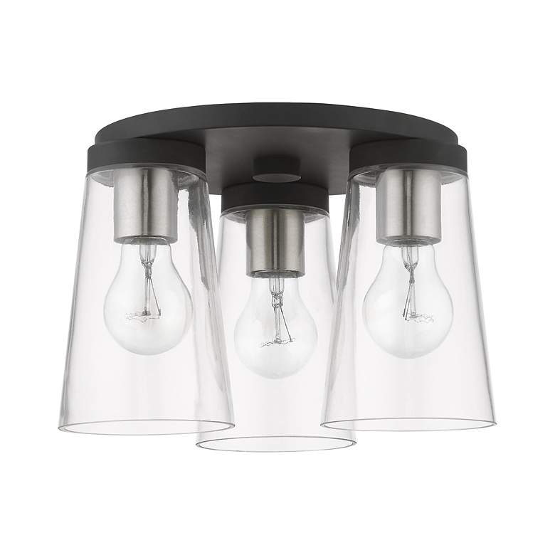 Image 3 Cityview 3 Light Black with Brushed Nickel Accents Large Flush Mount more views