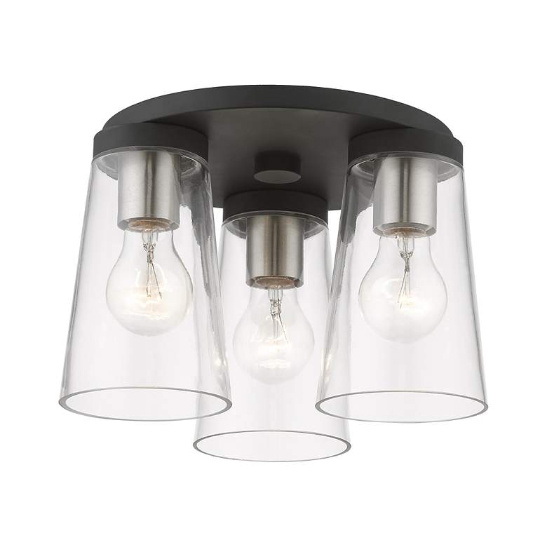 Image 4 Cityview 3 Light Black with Brushed Nickel Accents Large Flush Mount more views