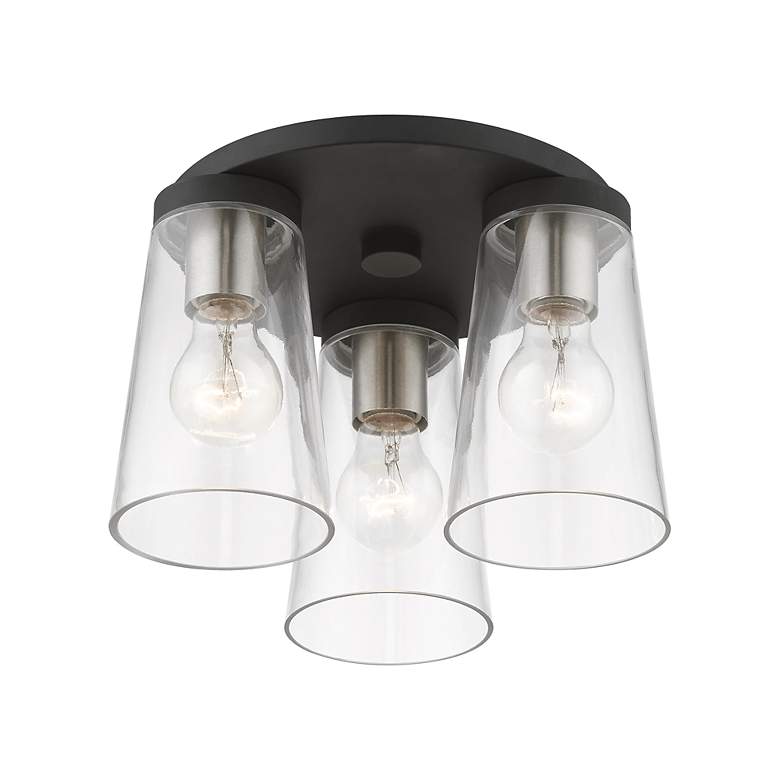 Image 5 Cityview 3 Light Black with Brushed Nickel Accents Large Flush Mount more views