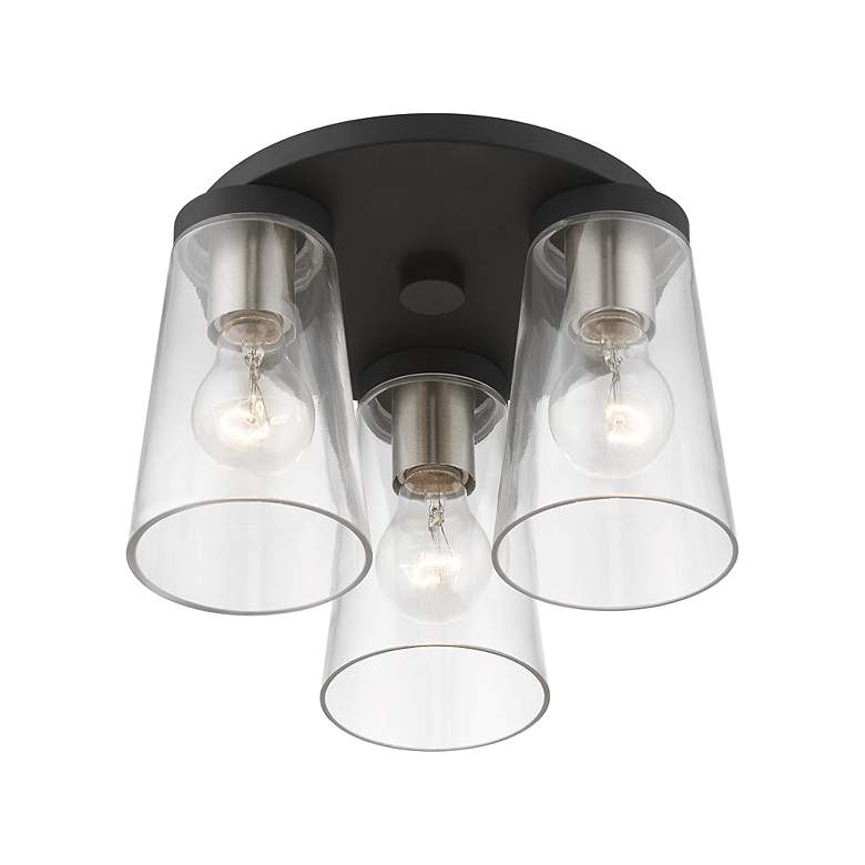 Image 6 Cityview 3 Light Black with Brushed Nickel Accents Large Flush Mount more views