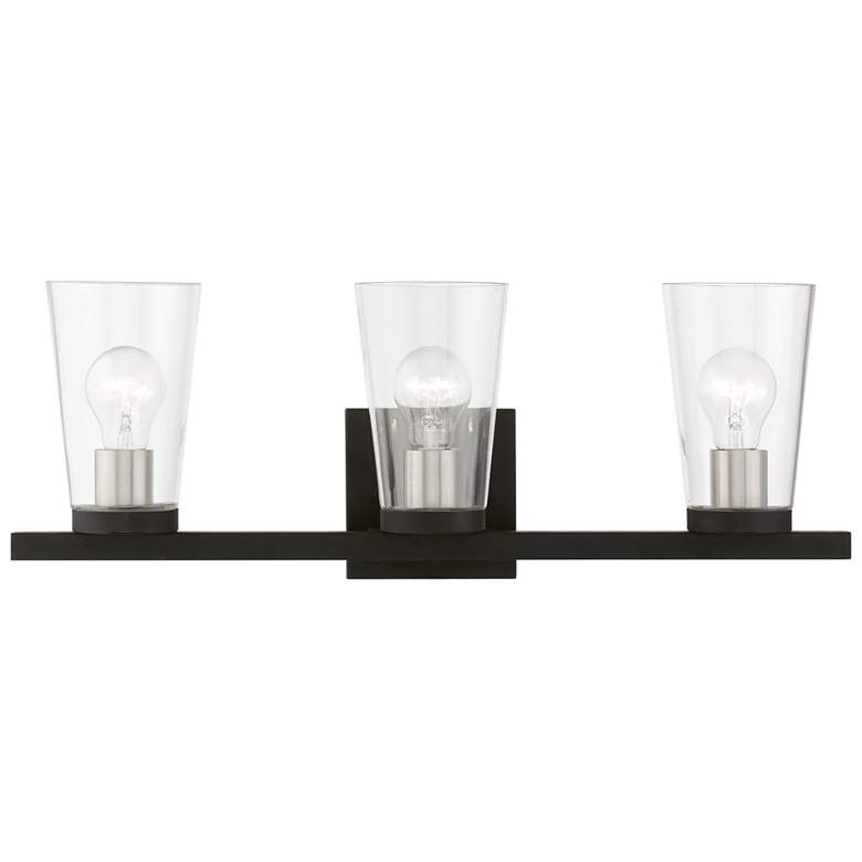 Image 1 Cityview 3 Light Black with Brushed Nickel Accents Vanity Sconce