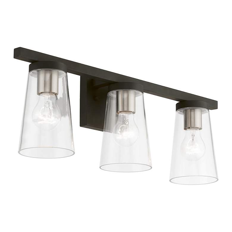 Image 7 Cityview 3 Light Black with Brushed Nickel Accents Vanity Sconce more views