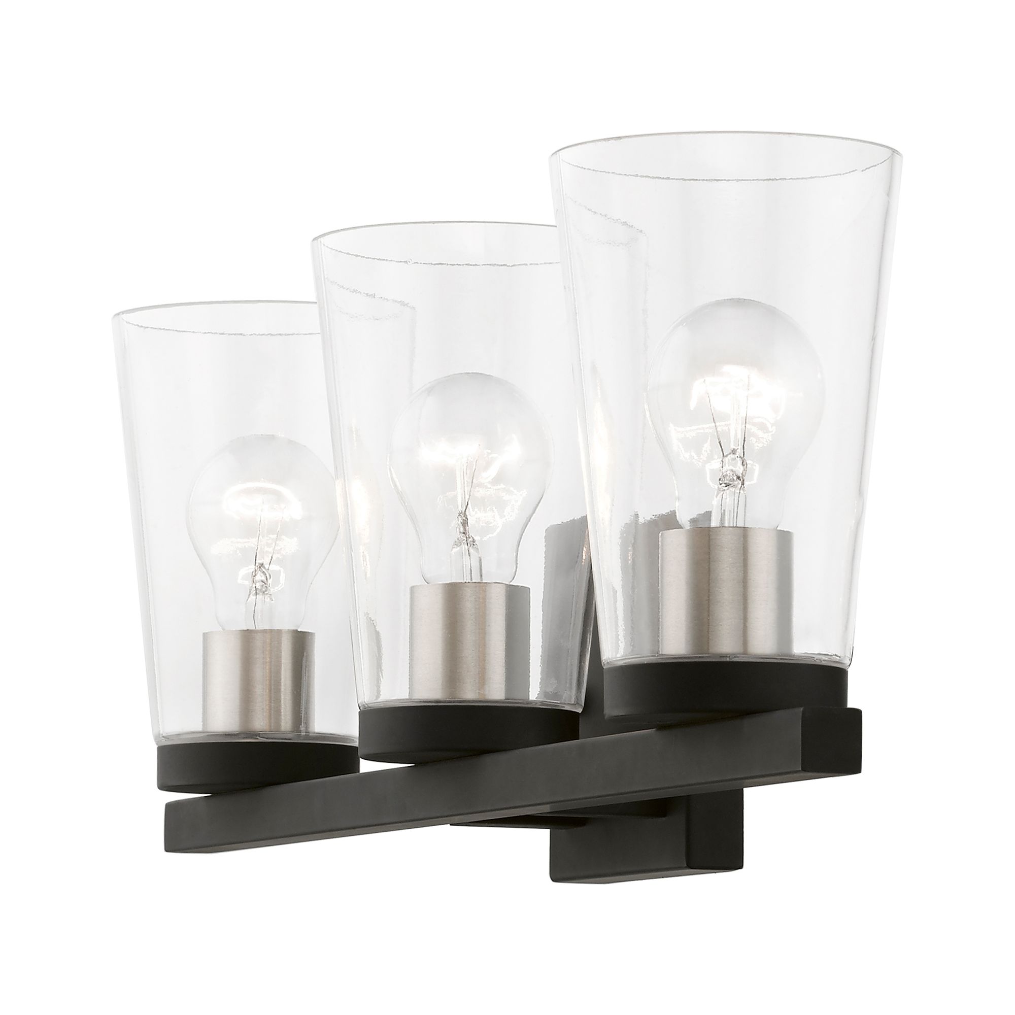 Cityview 3 Light Black with Brushed Nickel Accents Vanity Sconce