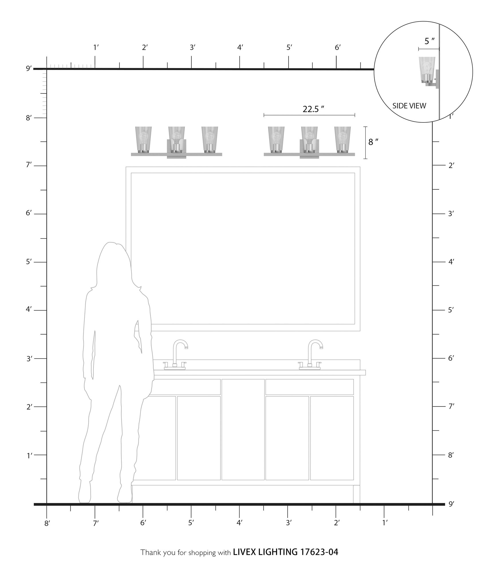 Cityview 3 Light Black with Brushed Nickel Accents Vanity Sconce