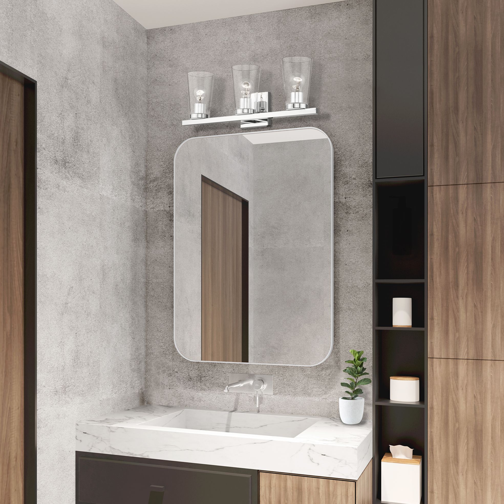 Cityview 3 Light Polished Chrome Vanity Sconce