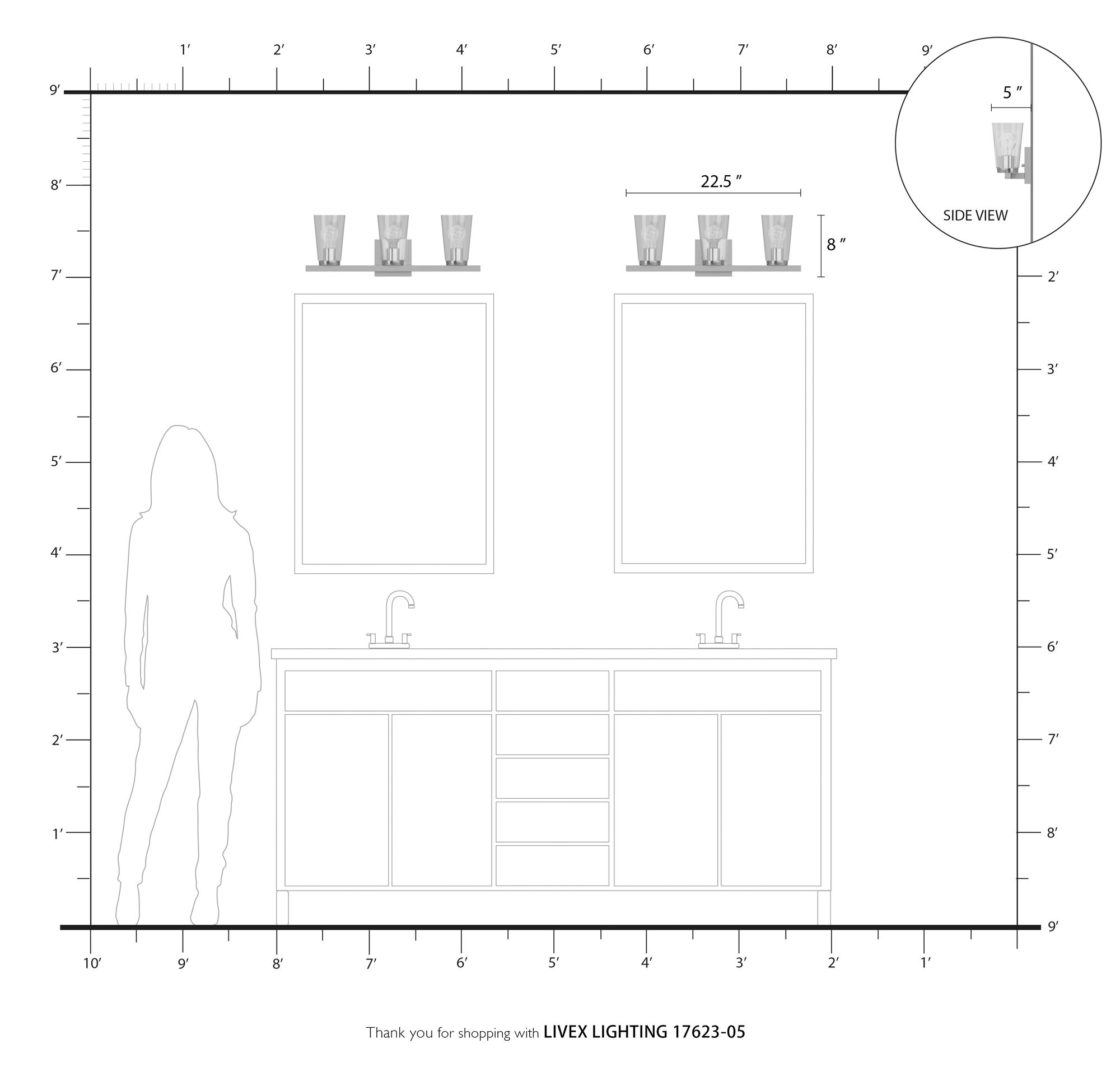 Cityview 3 Light Polished Chrome Vanity Sconce