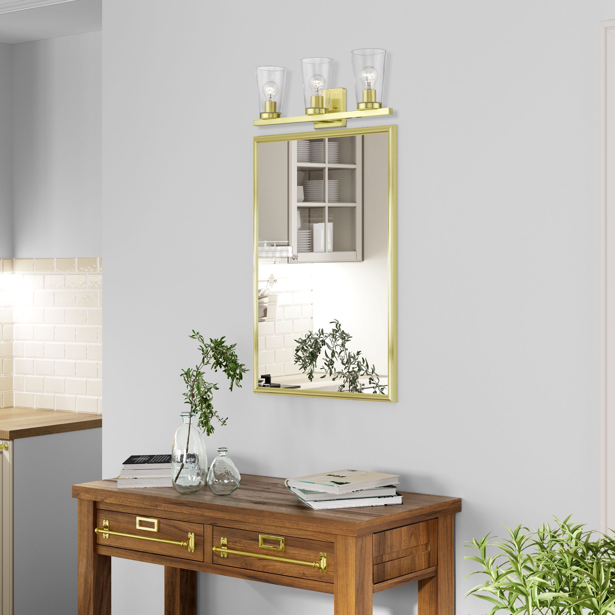 Cityview 3 Light Satin Brass Vanity Sconce