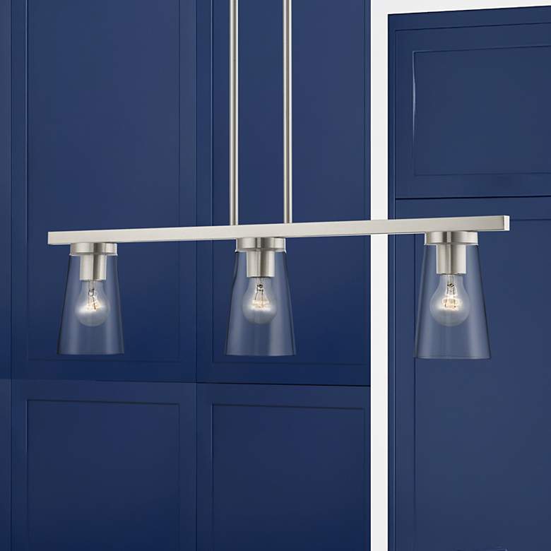Image 2 Cityview 30" Wide Brushed Nickel 3-Light Linear Chandelier