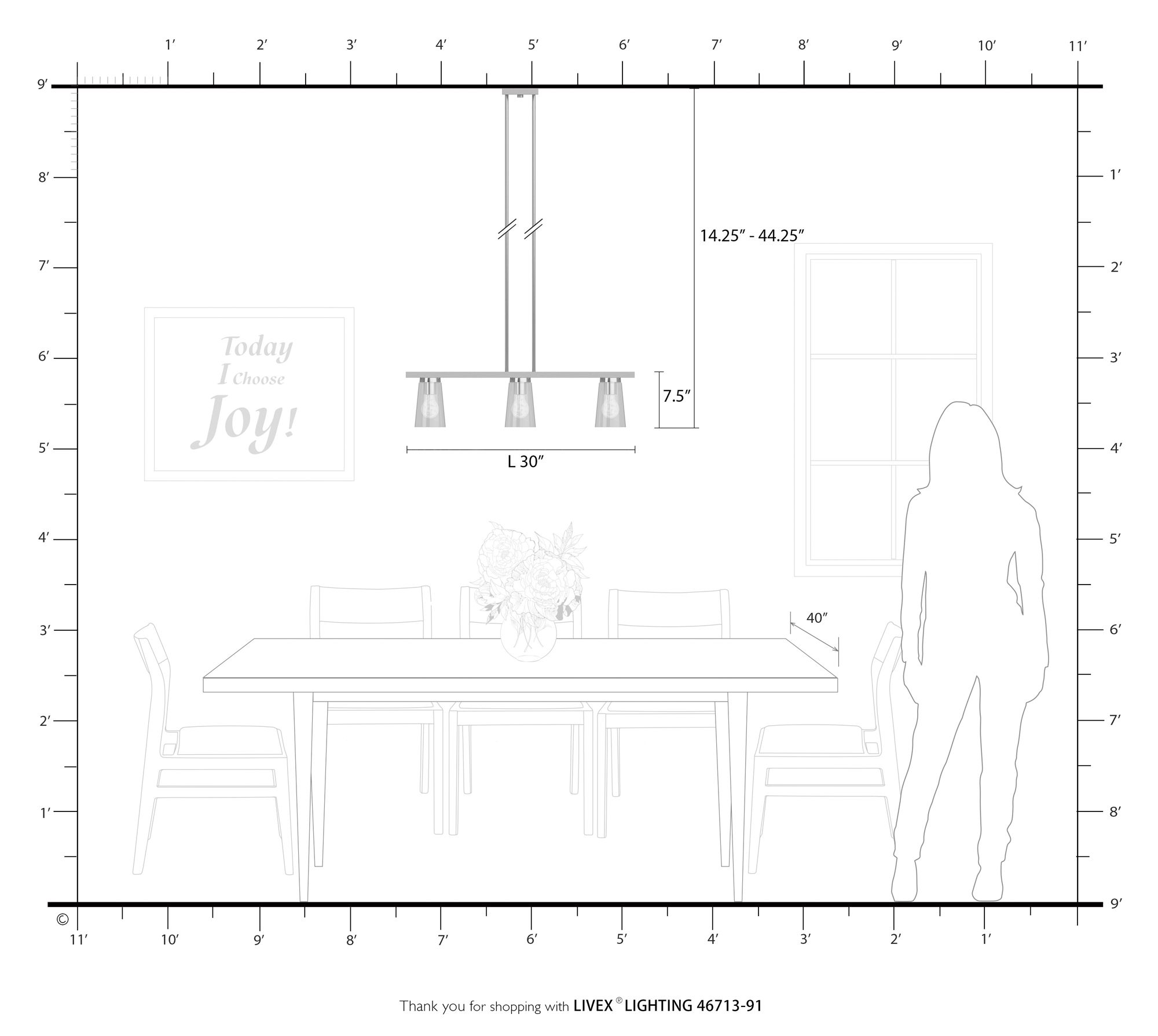 Cityview 30" Wide Brushed Nickel 3-Light Linear Chandelier in scene